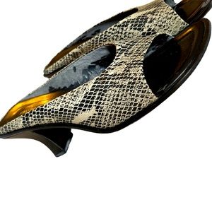 Franco Sarto slide sandals with short heel, size 7, snake skin print